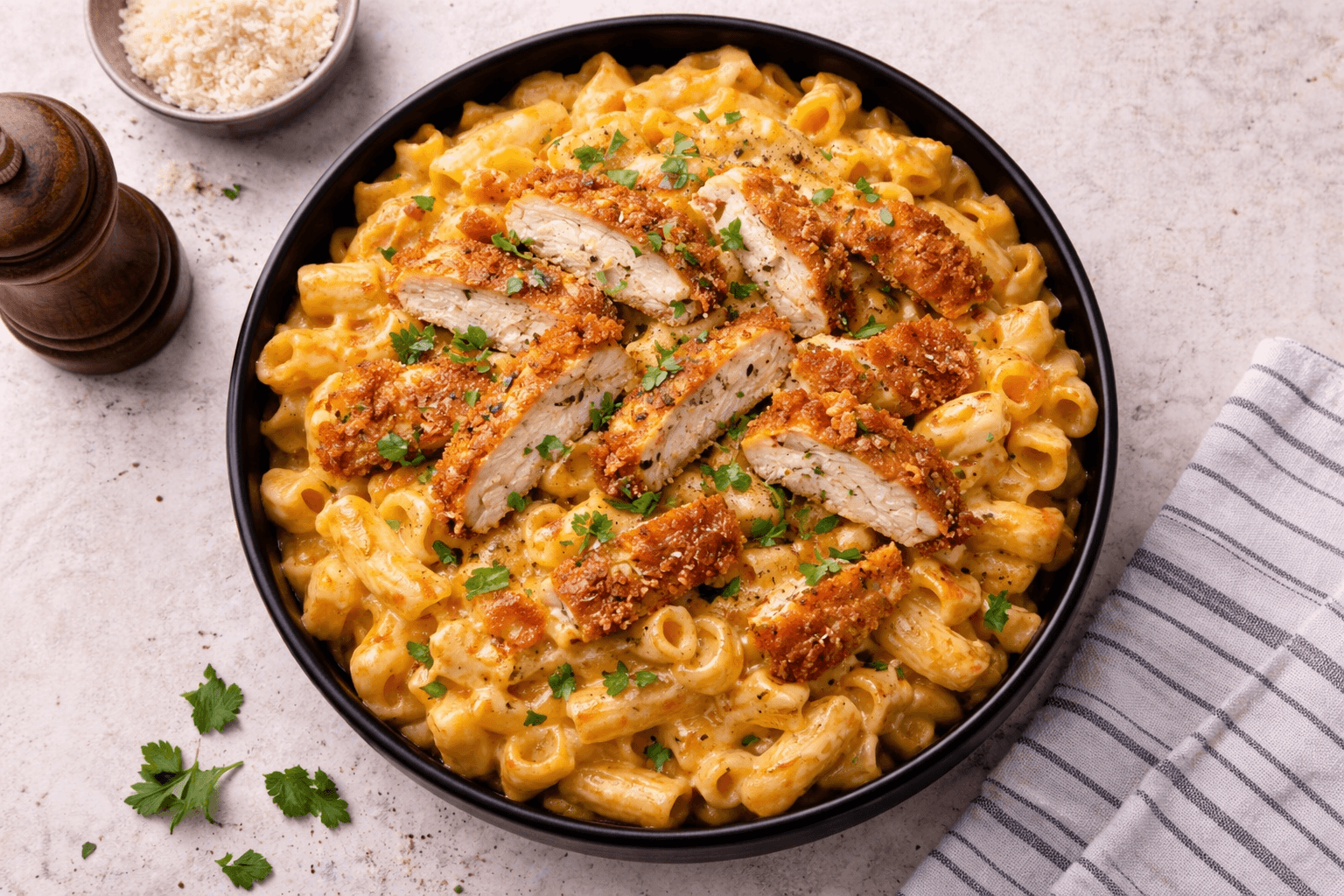 Crispy Chicken Mac N Cheese